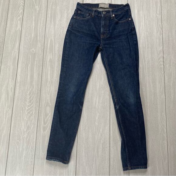 EVERLANE WOMEN'S DARK WASH BLUE DENIM SKINNY JEANS SIZE 27 - Picture 1 of 10